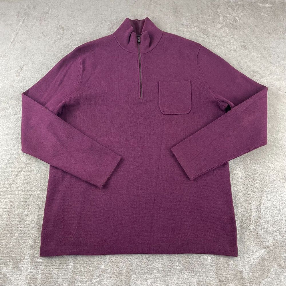 Banana Republic Half Zip Sweater Men XL Burgundy Coolmax Long Sleeve NWOT